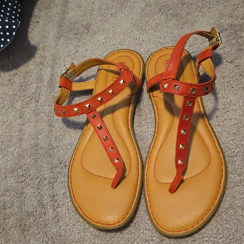 Born Adana Studded Leather Sandals orange Summer Flip Flops Studs - Picture 7 of 7